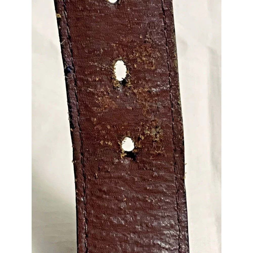 Fossil Brown Genuine Leather Belt Mens Size 34 Nickel Buckle 1.5